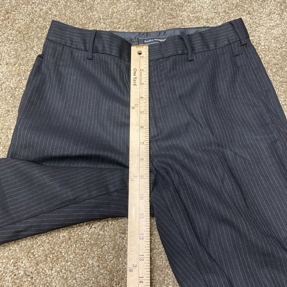 ZARA Basic Womens Career Dress Pants Pinstripe Size 4 Bootcut Wool Spandex Blend - Picture 4 of 10